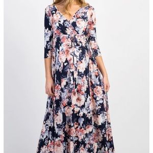 Ponk Blush Floral Maternity Wrap Maxi Dress